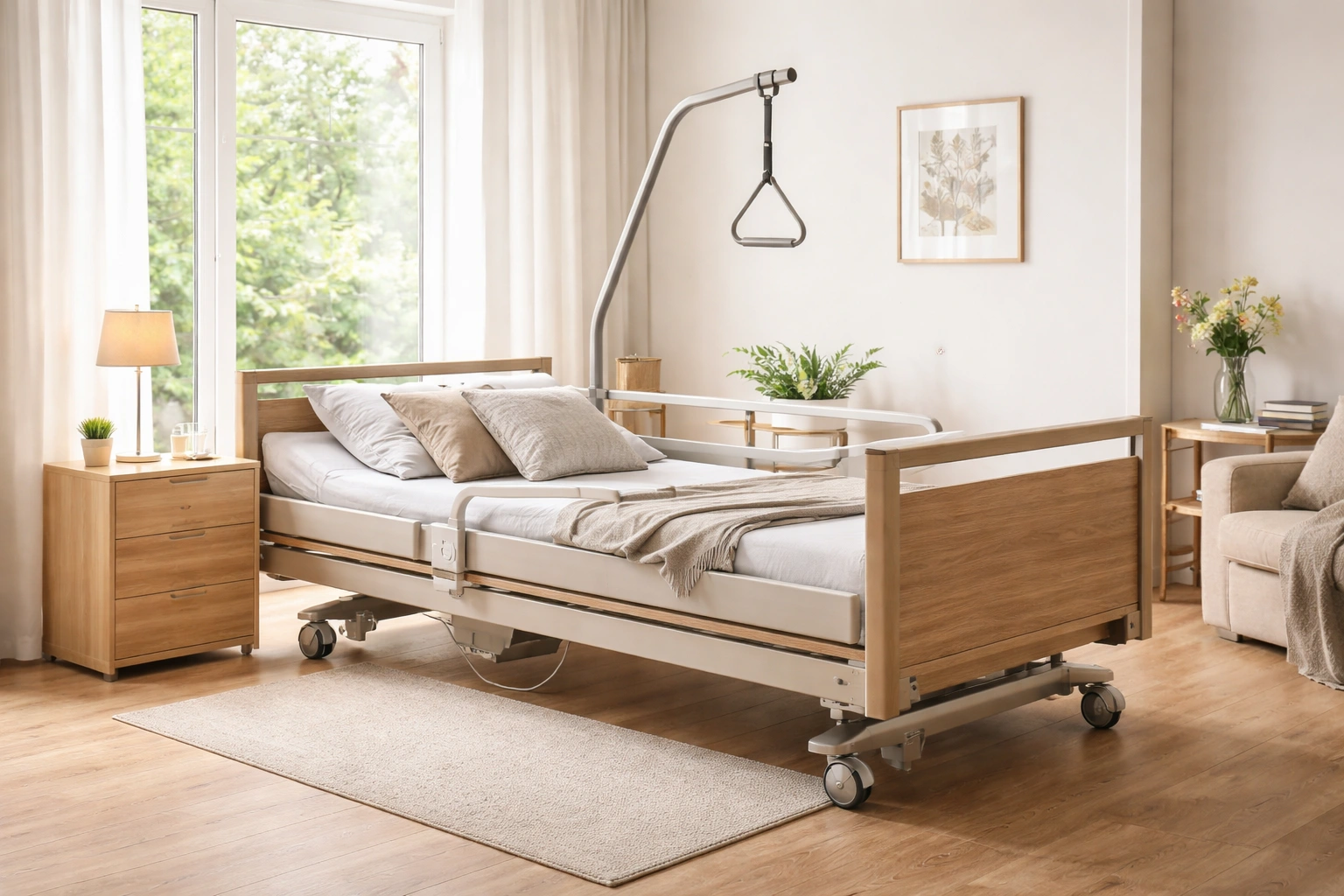 Bett mit Galgen